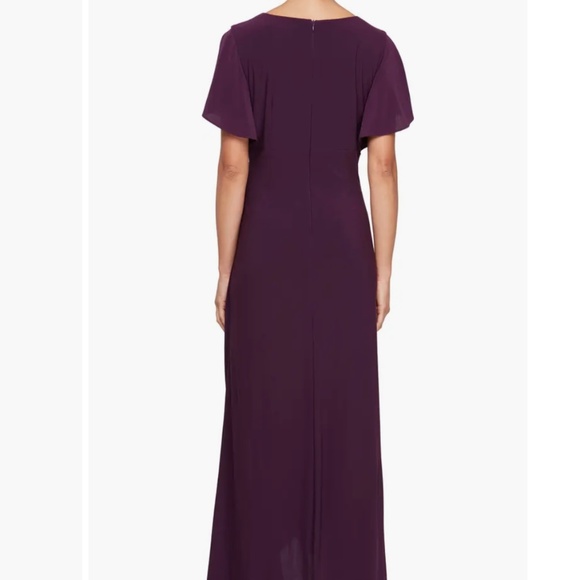 Ignite Evenings Surplice Neck High-Low Gown Purple Fluttery Sleeves Jersey 10 - Picture 2 of 13